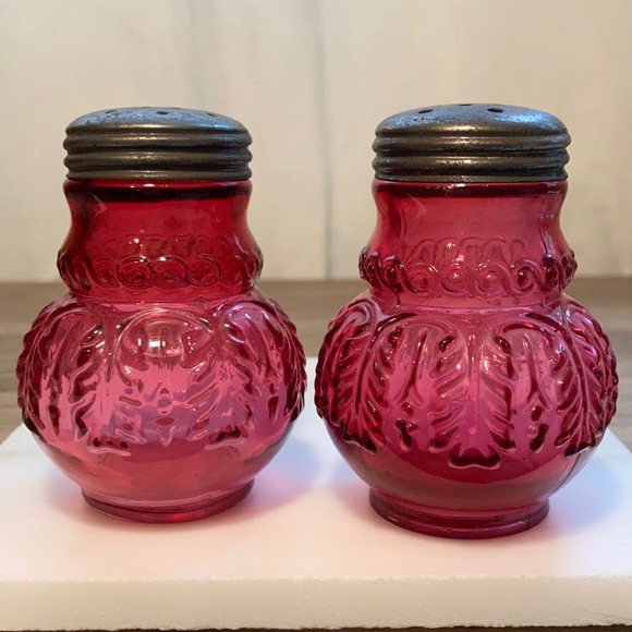 Other - Antique Victorian Northwood cranberry glass salt pepper shakers